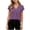 Purple, variant on V-Neck Double Ruffle Flutter Sleeve Blouse Women's Casual Cotton Spandex Summer Everyday Top