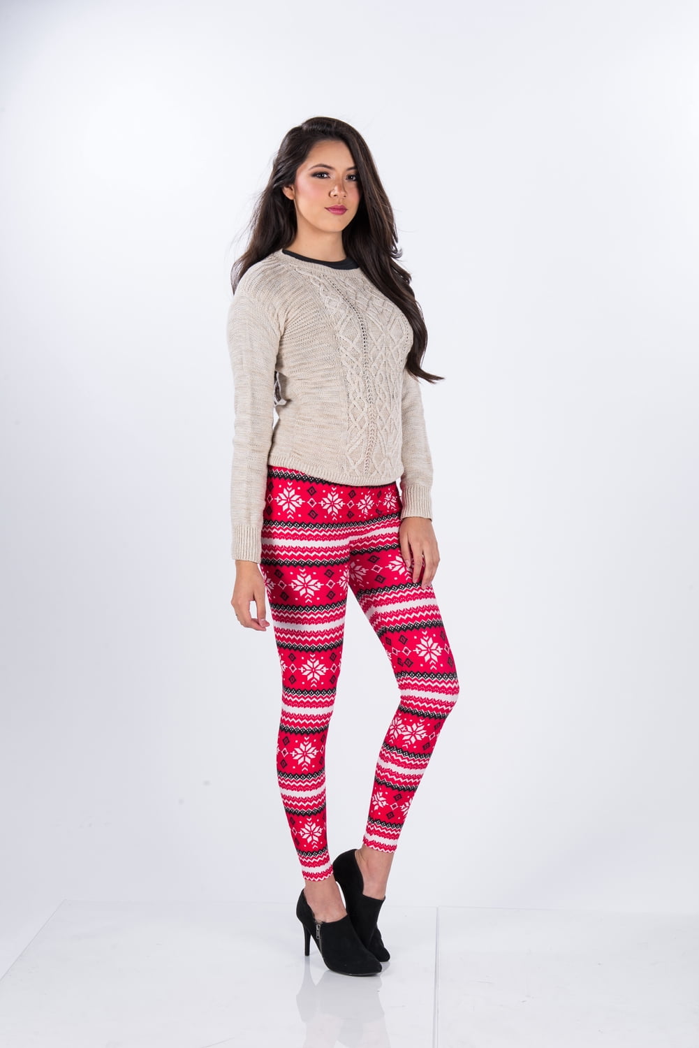 Women's Holiday Fashion Print Mid-Waist Full Length Yoga Leggings