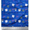 thumbnail image 1 of Soimoi Blue Modal Satin Fabric Heart & Love Text Printed Fabric 1 Yard 42 Inch Wide, 1 of 5