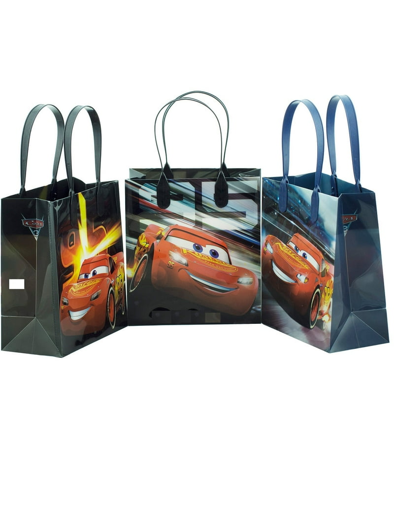 Disney Car Mc Queen Party Favor Goodie Small Gift Bags, 3.00 x 6.50 x 6.50, Paper, Red, 12 Count