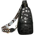 thumbnail image 1 of Bolso bandolera CHAO estilo bohemio de piel sintética con correa de jacquard bordada estampado de leopardo negro, 1 of 5