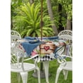 thumbnail image 2 of Spring Flowers Outdoor Tablecloth - 54 Inch Round Dining Table Cover, Farmhouse Black Plaid Wood Grain Waterproof Outdoor Table Cloth with Umbrella Hole & Zipper for Picnic/Patio/Party, 2 of 7