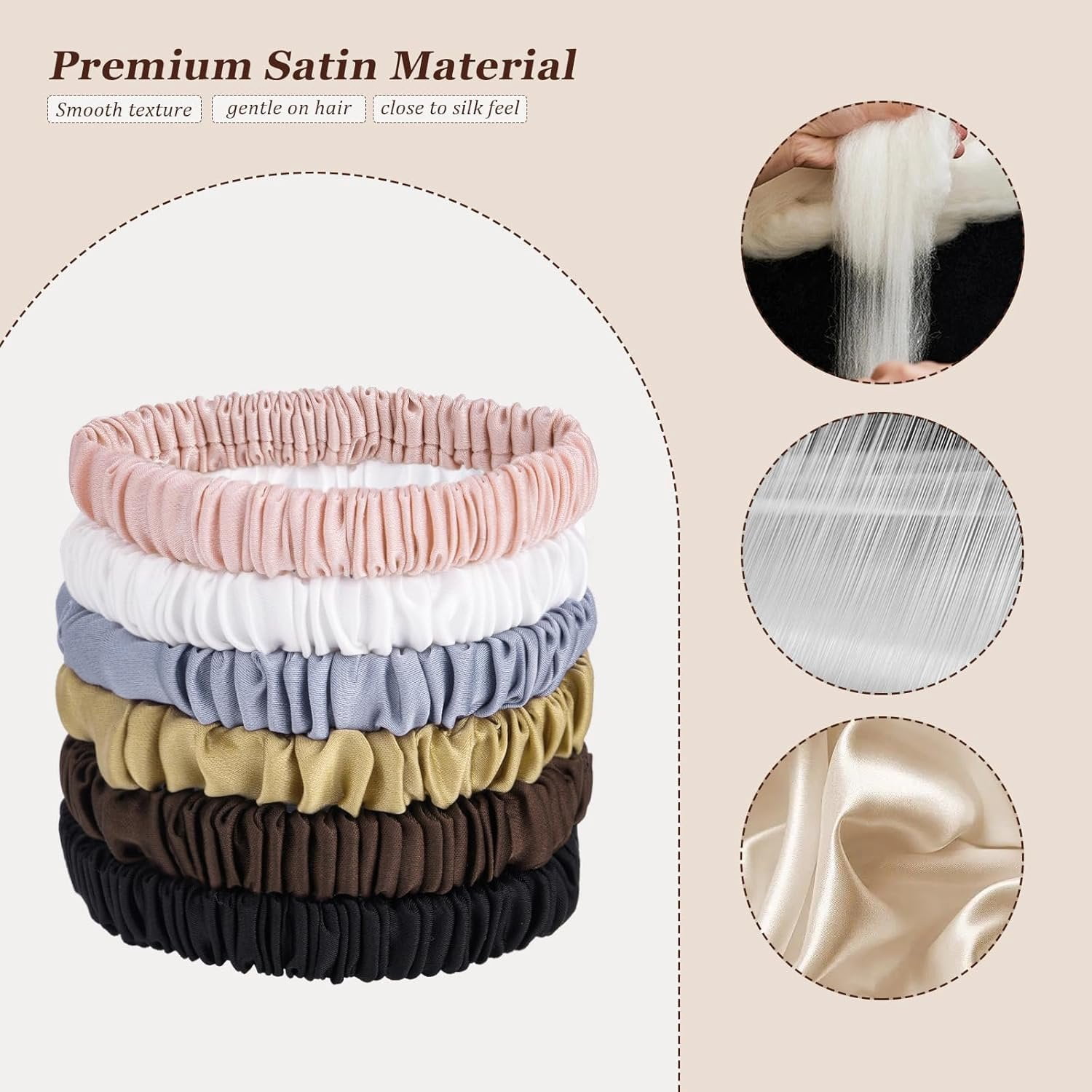 12 Pack Silky Soft Skinny Hair Ties, Silk-Like No  Scrunchies Elastic Ponytail Bands for Women Girls, Thin Thick Curly Hair