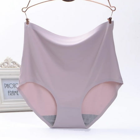 

TXRLCON Women Ultra-Thin Plus Size Underwear Ice Silks Seamless High-Waisted Abdomen And Hips Briefs New Bean Paste 3XL
