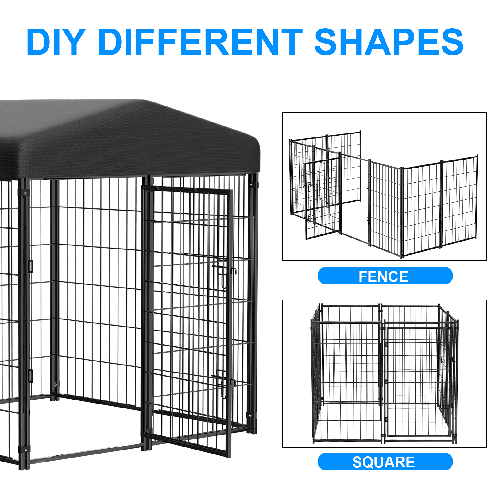 Vipuse 4'x4' Large Outdoor Dog Kennel with Waterproof Roof photo 2