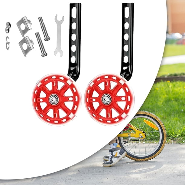 Roues Latérales Stabilisatrices Pour Vélo Enfant 12-20 Pouces - Acier Épaissi, Roue Caoutchouc Silencieux, Écrou Autobloquant - Rouge