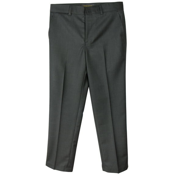 Spring Notion Boys' Flat Front Dress Pants Charcoal