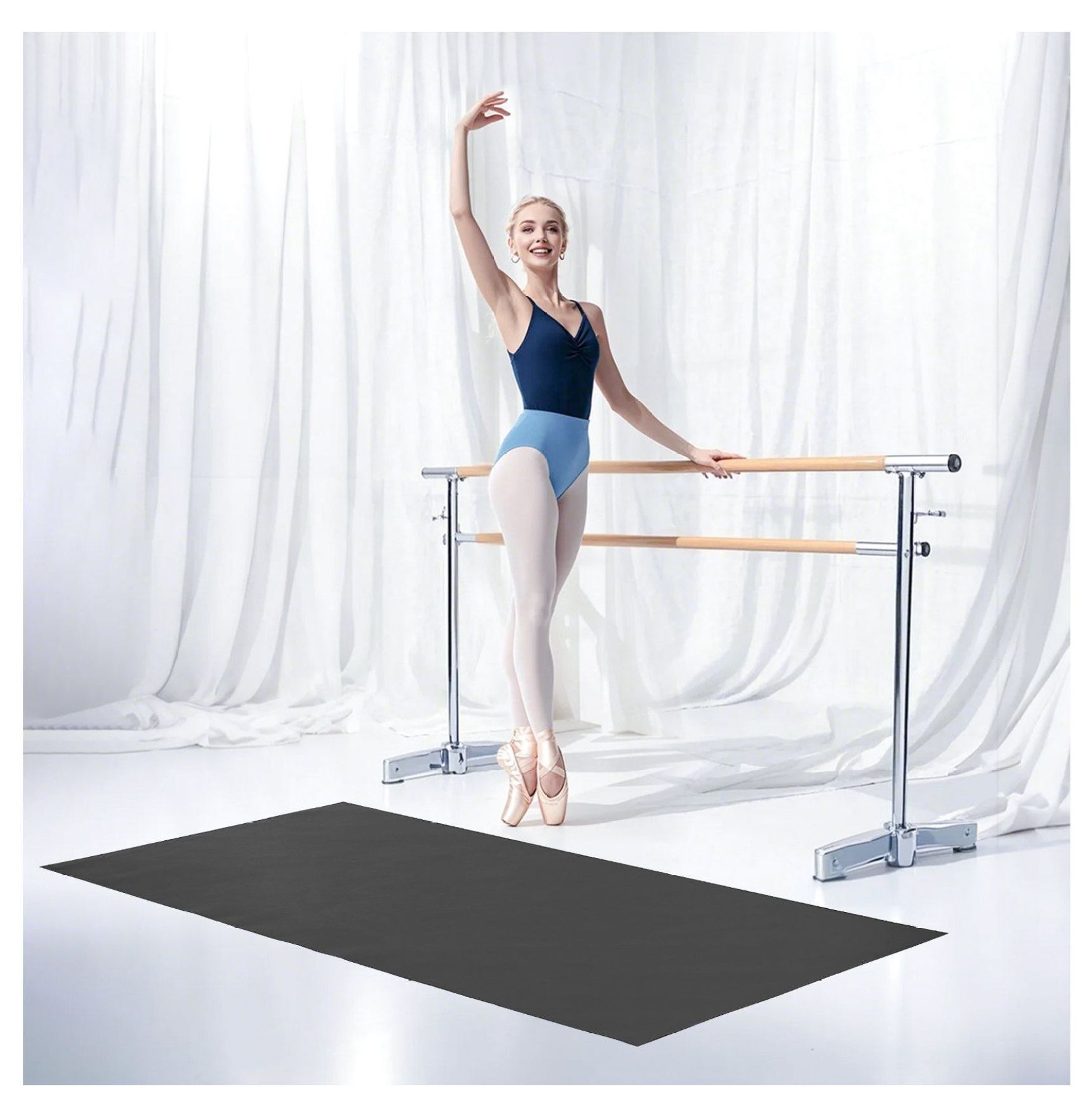 Wide PVC Yoga and Pilates Mat 6.6ft x 3ft – Protective Gym Flooring Set for Fitness Equipment & Workouts