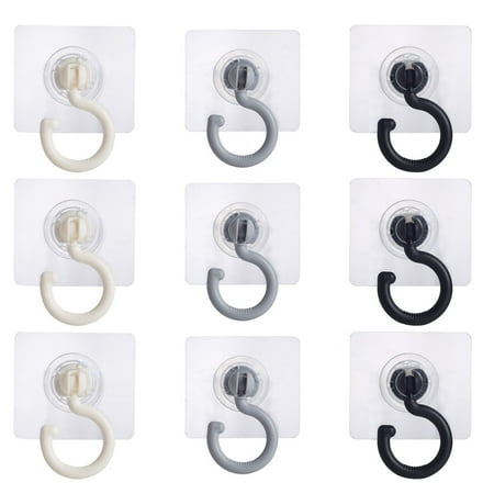 

Gongc 9pcs Wall Hooks Punch Free Hanging Hooks Strong Adhesive Hook for Bathroom