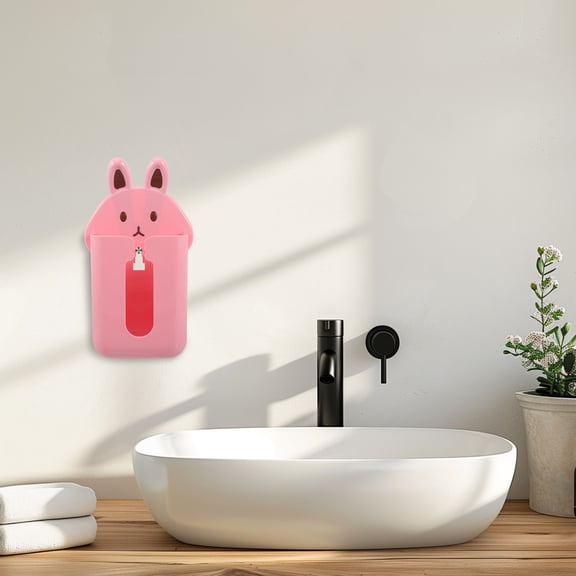 WHAMVOX Adorable Animal Shaped Tissue Box Wall Mounted No Punch Tissue Holder for Bathroom Wipes Storage Case and Toilet Paper Container