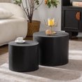 thumbnail image 4 of Leumius Nesting Coffee Table Set of 2, Round Wooden Coffee Tables Circle Modern Table, Accent End Side Table for Small Space Living Room Bedroom Black, 4 of 7