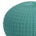 thumbnail image 3 of Pemberly Row Traditional Boho Round Fabric Knitted Pouf in Aqua Blue, 3 of 7