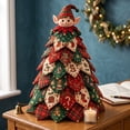 thumbnail image 4 of Christmas Patchwork Fabric Tree DIY Craft Kit,Plaid Quilted Tabletop Mini Tree Making Set With Doll Topper,Handmade Decor For Mantel,Table,Winter Holiday Home Decor A-Elf, 4 of 7