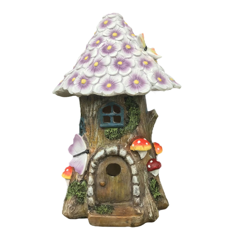 Solarpowered Mushroom House Lamp Adornment Garden Light Ornament