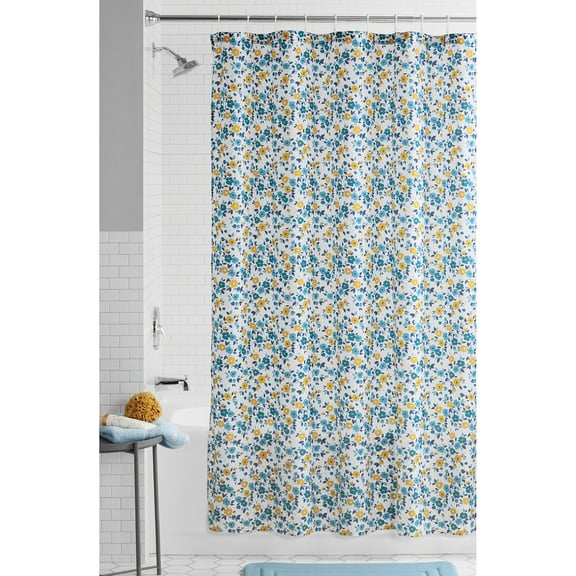 Mainstays Multi Ditsy Floral Fabric Shower Curtain, 72" x 72"