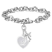 TINGN Charm Bracelets for Women Girls Guardian Angel Initial Silver Charm Bracelets
