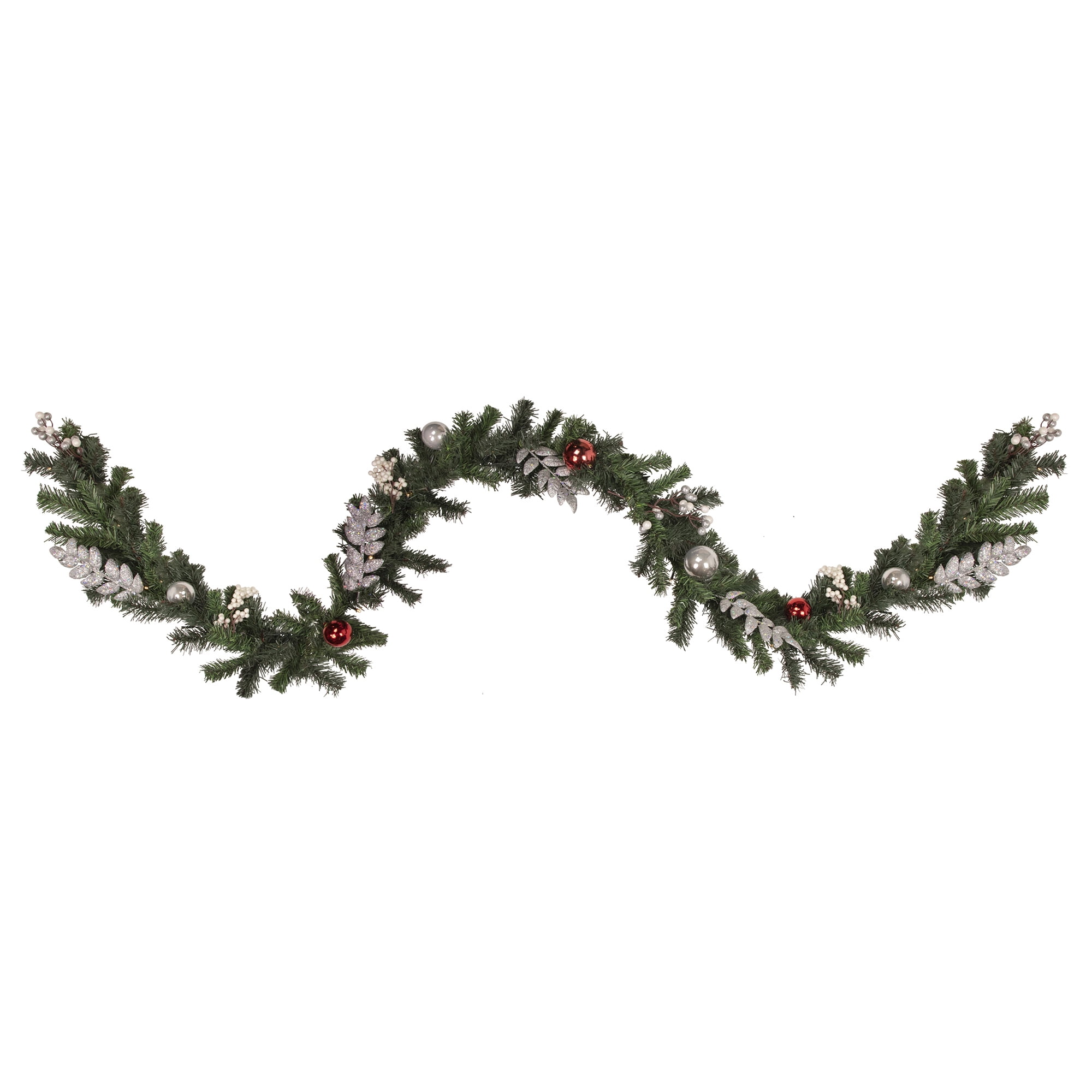 9' PreLit Decorated Green Pine Artificial Christmas Garland Warm White
