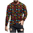 thumbnail image 2 of BEFOKA Mens T-Shirts Long Sleeve Crew Neck Sweatshirt For Mens Love Heart Printed Valentine'S Day Golf Pullovers Mens Going Out Tops Work Blouses Graphic Tops & T-Shirts Vacation Tees Tops, 2 of 5