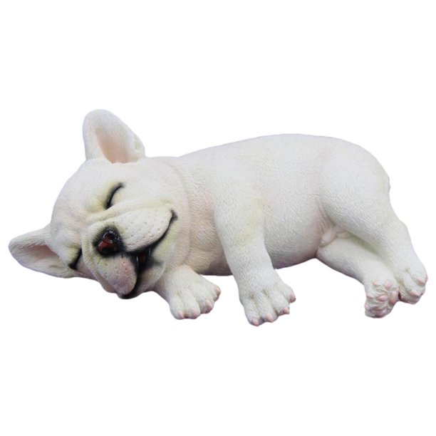 Figura de juguete de bulldog, modelo de perro acostado y dormido, recompensas para el aula. Lateral Beige