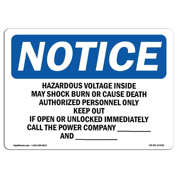 OSHA Notice Sign - Hazardous Voltage Inside May Shock Burn | Decal | Protect Your Business, Construction Site |  Made in the USA