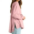 thumbnail image 4 of hxobax Women's Oversized Lightweight Sweatshirt Side Split High-Low Tunic Pullover Long Sleeve Tops, 4 of 8