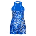 thumbnail image 4 of Rswnyirn Kids Girls Sleeveless Short Jumpsuit Sequins Pageant Romper Halter Neck Formal Suit Dance Royal Blue 10, 4 of 7