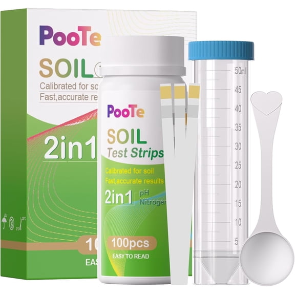 2-in-1 Complete 100 Pcs Soil Test Kit for pH & Nitrogen – Includes Soil Sampling Spoon & Centrifuge Tube – Accurate & Easy-to-Use Soil Tester for Garden, Lawn & Plants Care