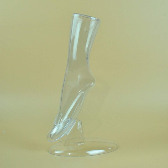 ZHONGJIUYUAN 1 Set Unisex Transparent Feet Mannequin Plastic Stand Socks Display Torso Hollow