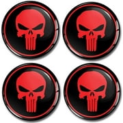 Skino 4 x 2.36 /60mm/ Silicone 3D Wheel Center Stickers for Rims Hub Caps Car Tuning Skull Punisher A 360