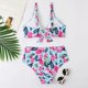 thumbnail image 4 of Gibobby Trajes de Baño para Mujer Traje de baño de dos piezas con estampado de selva tropical para mujer Bikini de playa Conjunto de dos piezas sexy(Rosa,M), 4 of 5