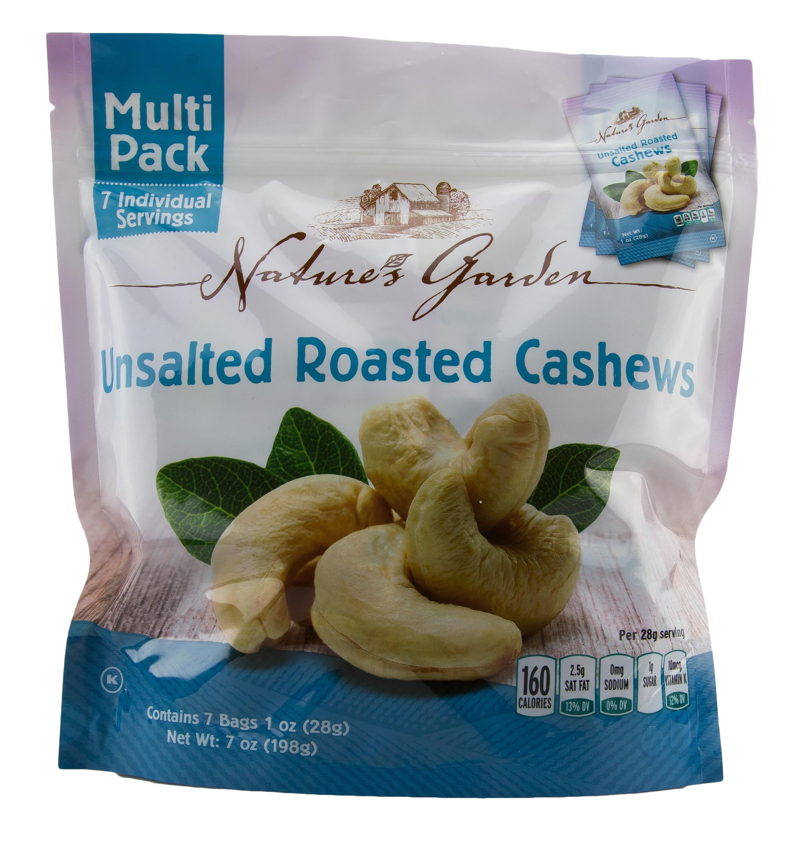 Nature's Garden CASHEWS ROASTED UNSALTED MULTIPACK, count of 2, 7 each
