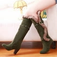 thumbnail image 2 of hopeusnice Women's Knee High Boots Fuzzy Fleece Lined Buckle Winter Warm Suede Boots Chunky Heel Comfortable Stylish Outdoor Snow Boots Khaki 39, 2 of 5