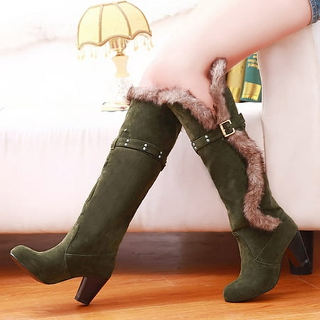 

Josdec Booties for Women Winter/Fall Clearance Shoes Solid Color High Heel Warm Winter/Fall Knee High Boots