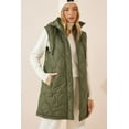 thumbnail image 6 of SHEWIN Womens Vest Long Puffer Vest Full Zipper Hooded Jackets Winter Warm Casual Sleeveless Quilted Coat Outerwear with Pockets Plus Size Green, 6 of 10