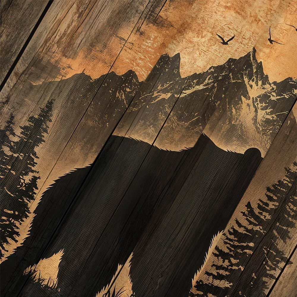 Rustic Cabin Shower Curtain for Bathroom, Forest Bear Wooden Bath Curtains, Wildlife Country Hunting Camping Waterproof Fabric Bathroom Curtain Accessories Set with Hooks, 72x72 Inches
