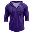 thumbnail image 2 of HAJWOH Men's Hoodies 3/4 Sleeve Workout Beach Shirts Vneck Breathable with Drawstring Sweatshirt, 2 of 5