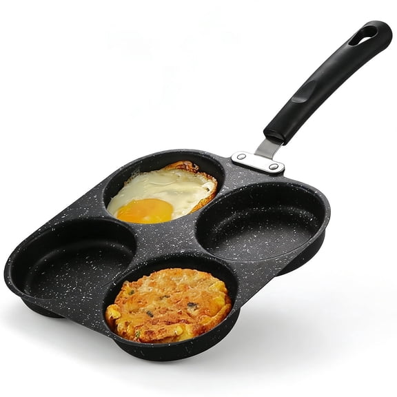 Non-Stick 4-Cup Egg Pan, Multipurpose Breakfast Cookware, Compatible with Gas & Induction Stovetops