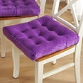 thumbnail image 1 of Nvzi Cojín de asiento cuadrado, suave y acogedor, cojín de terciopelo grueso para silla, cojín para silla de patio, sillas de oficina, pisos de madera, morado claro, 45 x 45 cm (18 x 18 pulgadas), 1 of 4