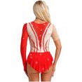thumbnail image 2 of YONGHS Women's Color Block Figure Ice Skating Dress Shiny Rhinestone Ballet Skirted Leotard Dresses Red L, 2 of 7