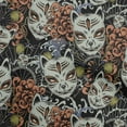 thumbnail image 1 of oneOone Cotton Jersey Rust Brown Fabric Asian Japanese Mask Fabric For Sewing Printed Craft Fabric By The Yard 58 Inch Wide, 1 of 5