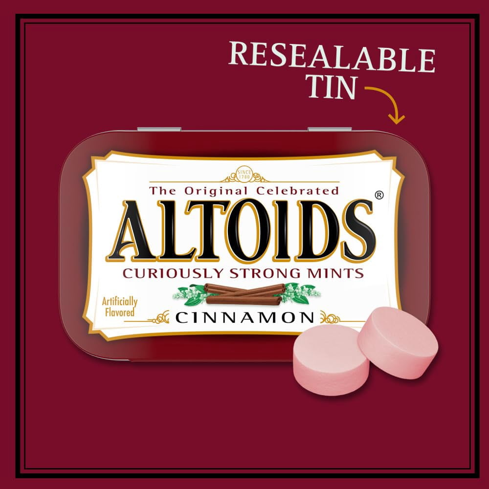 ALTOIDS Classic Cinnamon Breath Mints, 1.76 Oz, Pack of 12 | Hard Candy Breath Refreshers, Spicy Cinnamon Flavor | Keto-Friendly & Portable | Ships in an Aromatik™ Damage Proof Box