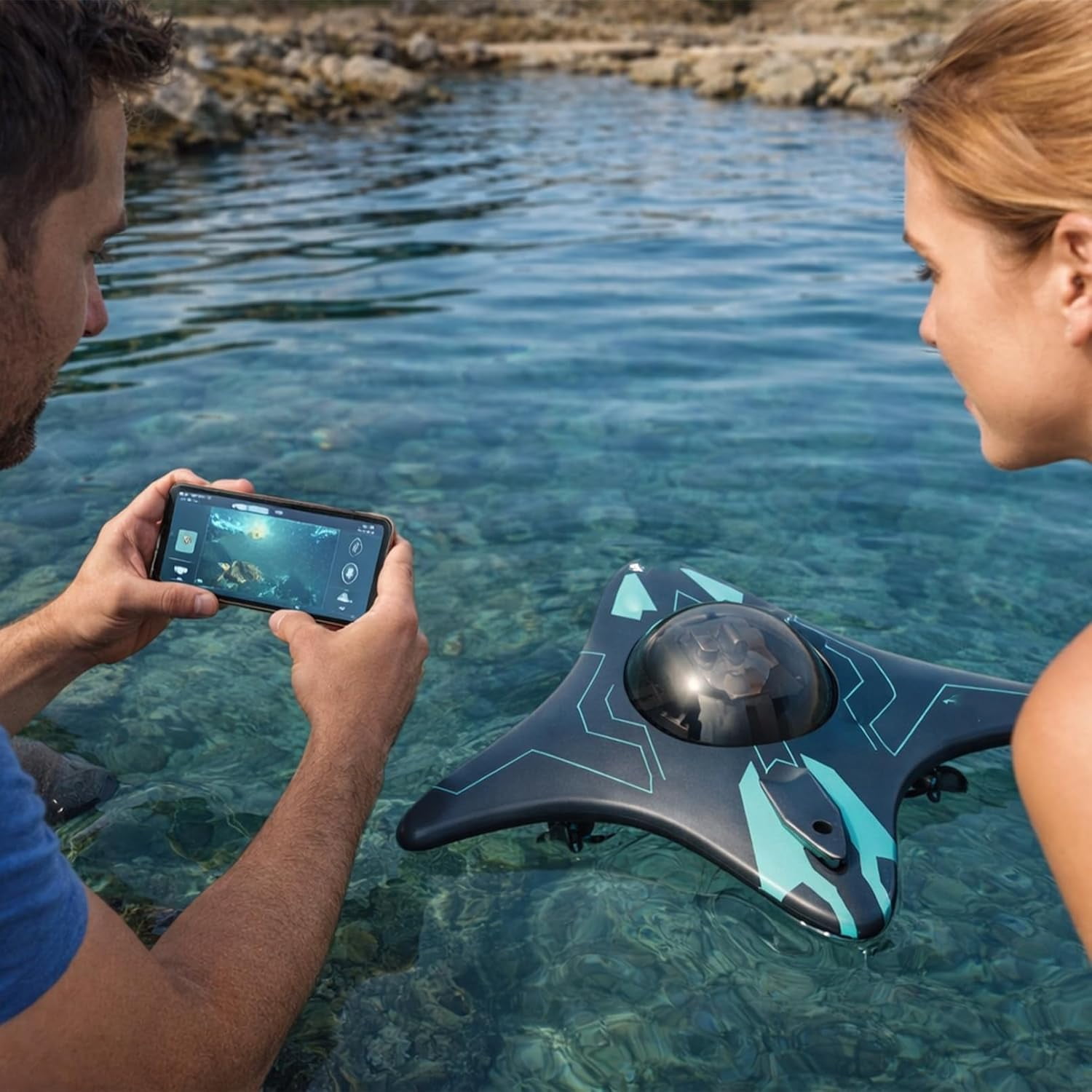 Underwater Drone with Camera, App Remote Control Camera Boat, Waterproof Mini WiFi Live Video Transmission, for River Lake Exploration Imaging.