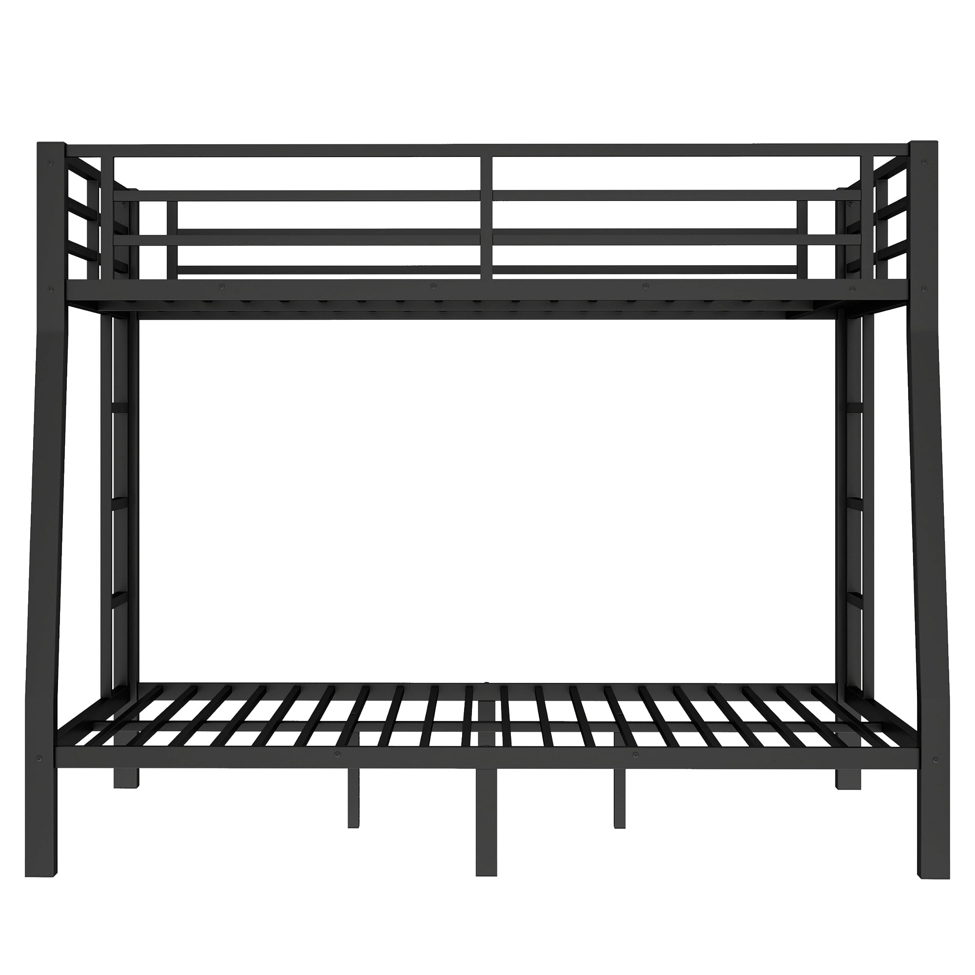 Leumius Full XL over Queen Metal Bunk Bed,Heavy Duty Metal Bed Frame with Full-Length Guardrail and 2 Ladders,Space-Saving,Noise Reduced,Black