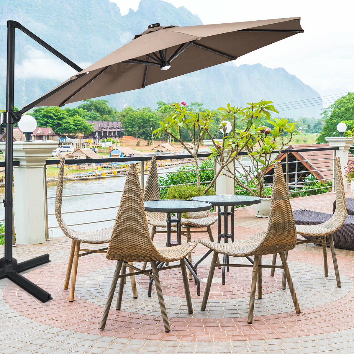 2.7Meter Garden Parasol Sun Shade Outdoor Patio Umbrella Cantilever Crank Multi 