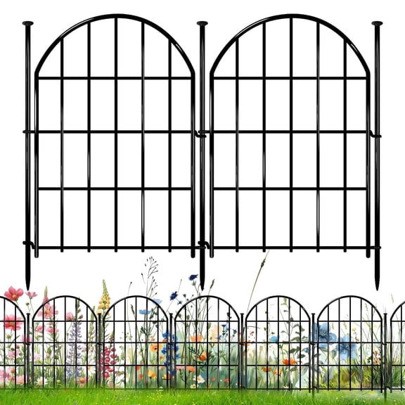 Hoofun Garden Fence , 10 Pack Rustproof Metal No Dig Fence Animal Barrier for Dog, Arched Flower Bed Edging Ornamental Wire Border Panel Fencing for Yard Patio Outdoor Decor