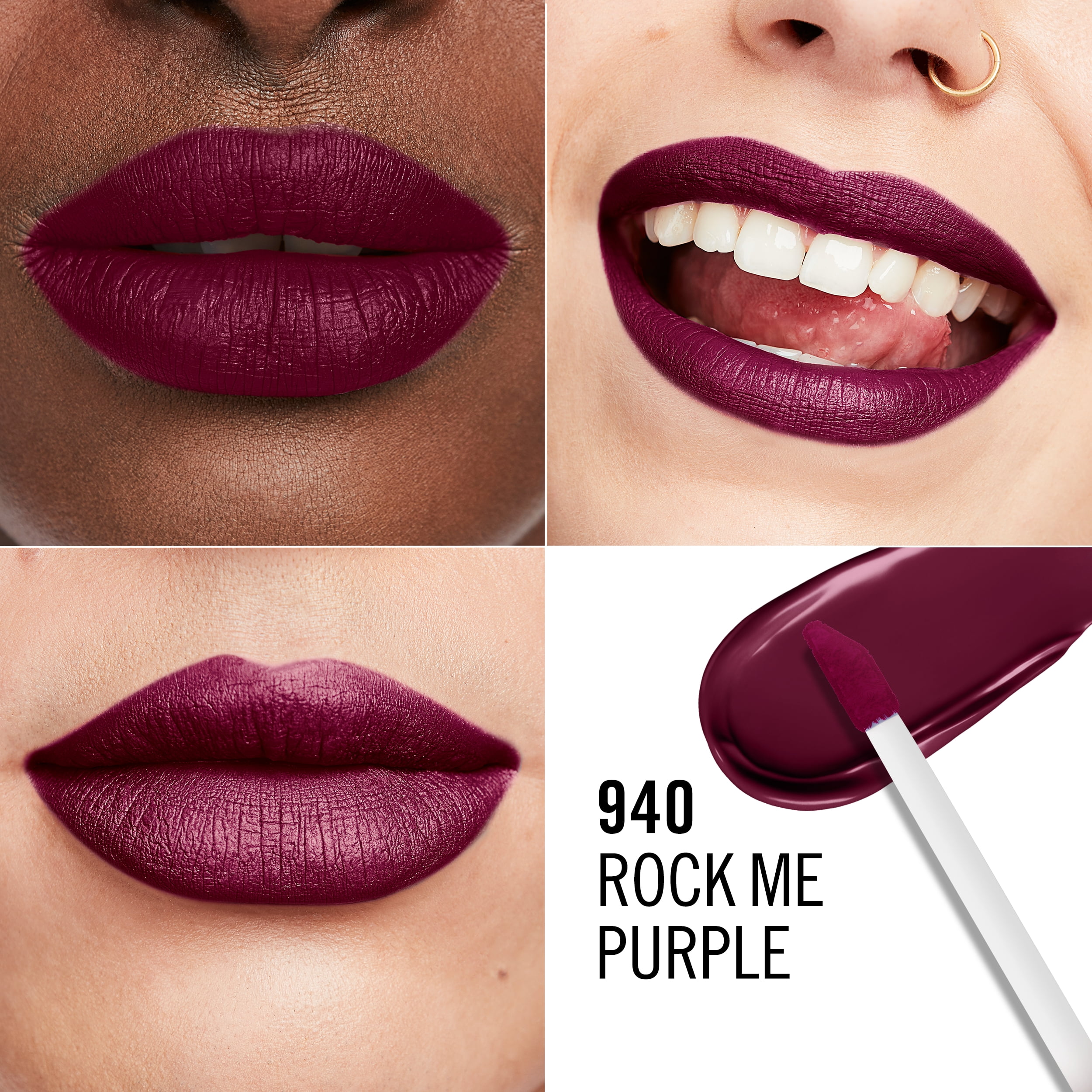 RIMMEL Lasting Mega Matte Liquid Lipstick, 940 Rock Me Purple, 0.25 fl oz