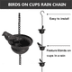 thumbnail image 4 of Cadena de lluvia para pájaros para bajante | Diseño de pájaro decorativo móvil en taza | Hierro con recubrimiento en polvo | Fuente de agua del patio del jardín al aire libre | Gancho fácil para, 4 of 7