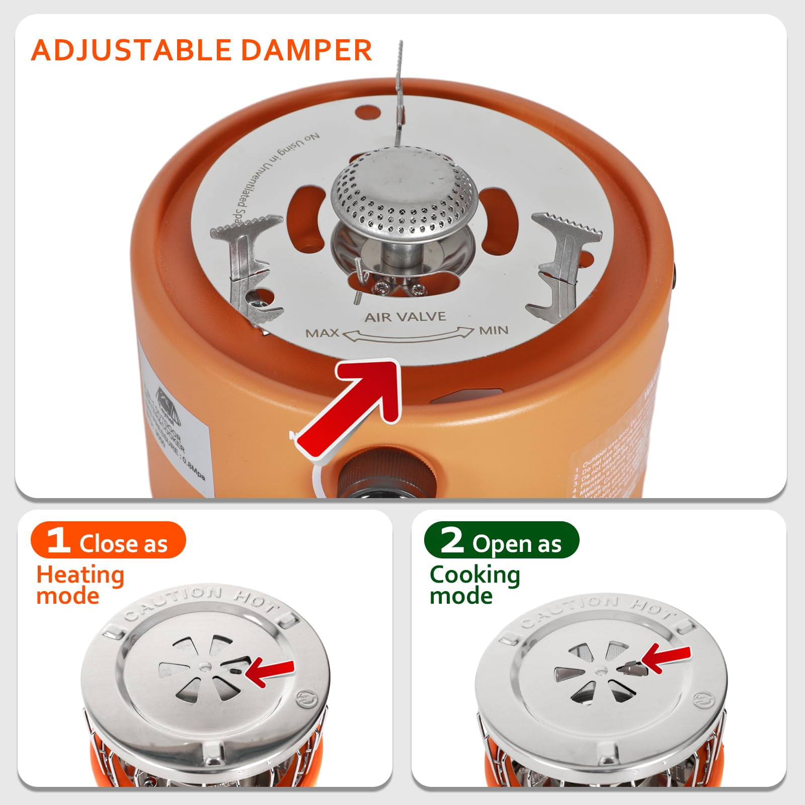 Caynel Portable Propane Heater and Stove Camping Liquefied Gas Stove ,Orange