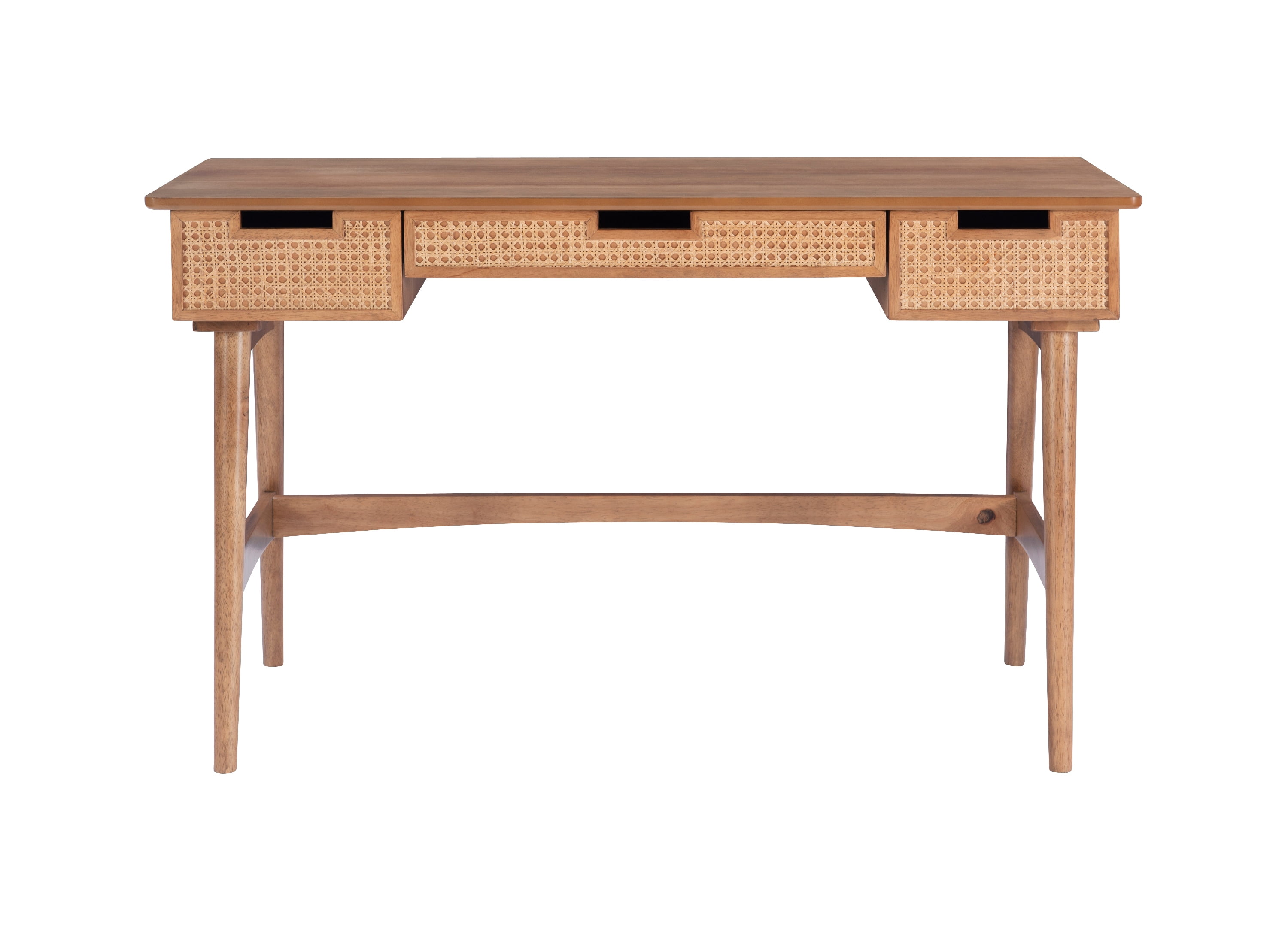 Linon Howry 3-Drawer Rattan Writing Desk, 51" W x 23" D, Natural Finish