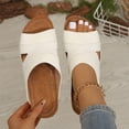 thumbnail image 4 of Womens White Wedge Slide Sandals, Open Toe Comfortable Low Heel Shoes with Cushioned Footbed,Size 6.5, 4 of 9